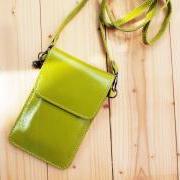 iPhone case, Leather bag with Strap, Lime Green