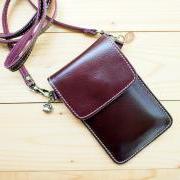 iPhone case, Leather bag with Strap, Purple