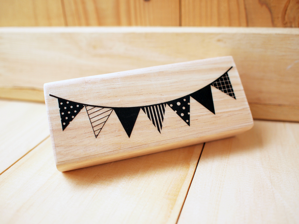 Wood Rubber Stamp, Party banner, Garland
