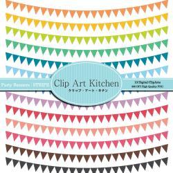 Party Banners Clip Art, Colorful Stripe set