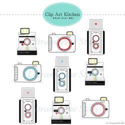 Printable Digital clip art: Camera set