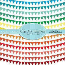 Party Banners Clip Art, Rainbow color set